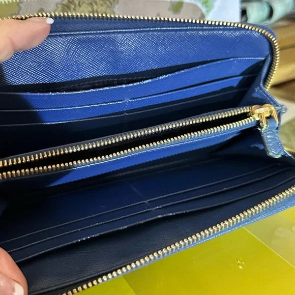 Authentic Prada, zippy wallet, navy blue